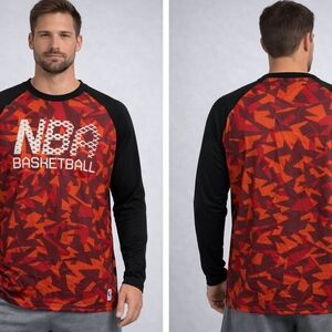 NBA Basketball Men's Red Camo Raglan Long-Sleeve Shirt